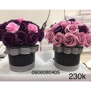 🍃🌹Hoa sáp thơm hộp tròn 22 bông   🌹