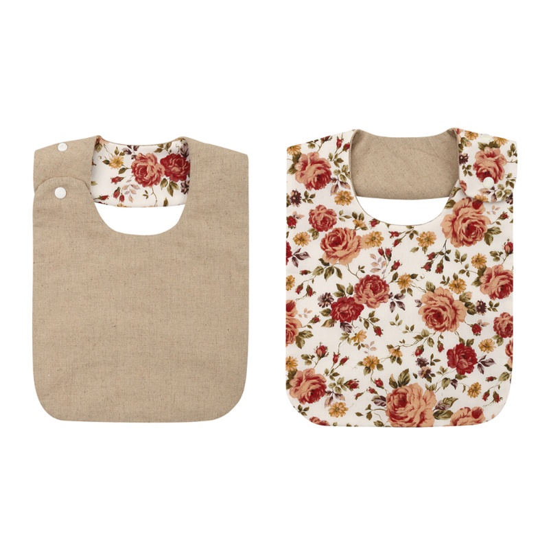 Yếm Ăn Cotton Chống Thấm Nước In Họa Tiết Hoa Xinh Xắn Dành Cho Các Bé