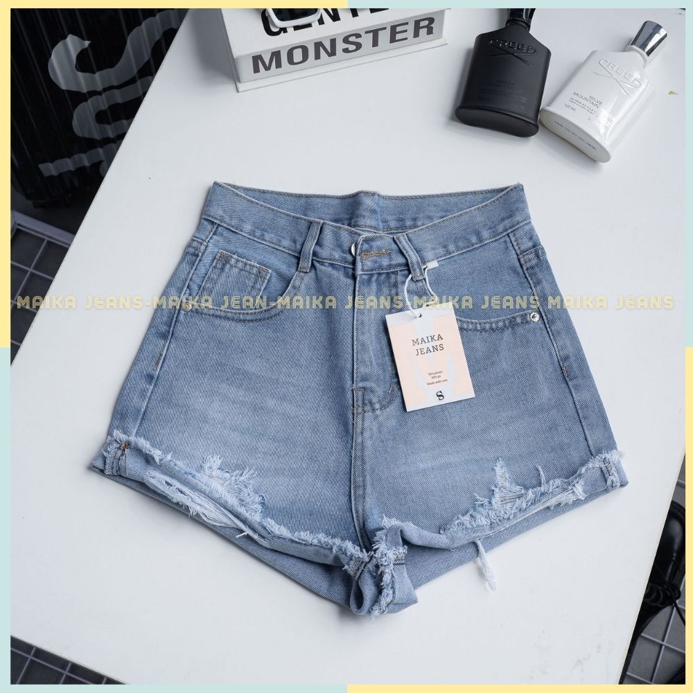 QUẦN JEANS ĐÙI NỮ RÁCH NHẸ LƯNG SIÊU CAO [MK123