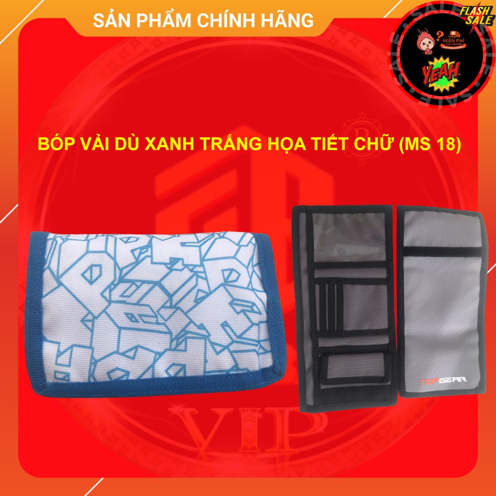 Bóp vải dù XANH TRẮNG HỌA TIẾT CHỮ thời trang hàng thanh lý giá RẺ VÔ ĐỊCH (MS18)