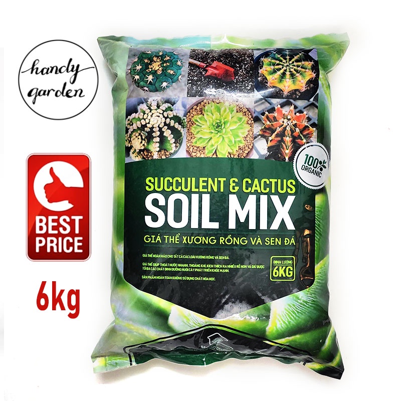 Soil Mix 6Kg - Giá thể - đất trồng sen đá xương rồng cao cấp, siêu rẻ - handy garden