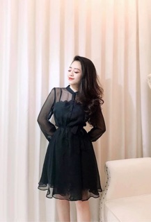(NEW) ĐẦM XOÈ VOAN LƯỚI CHÂN REN