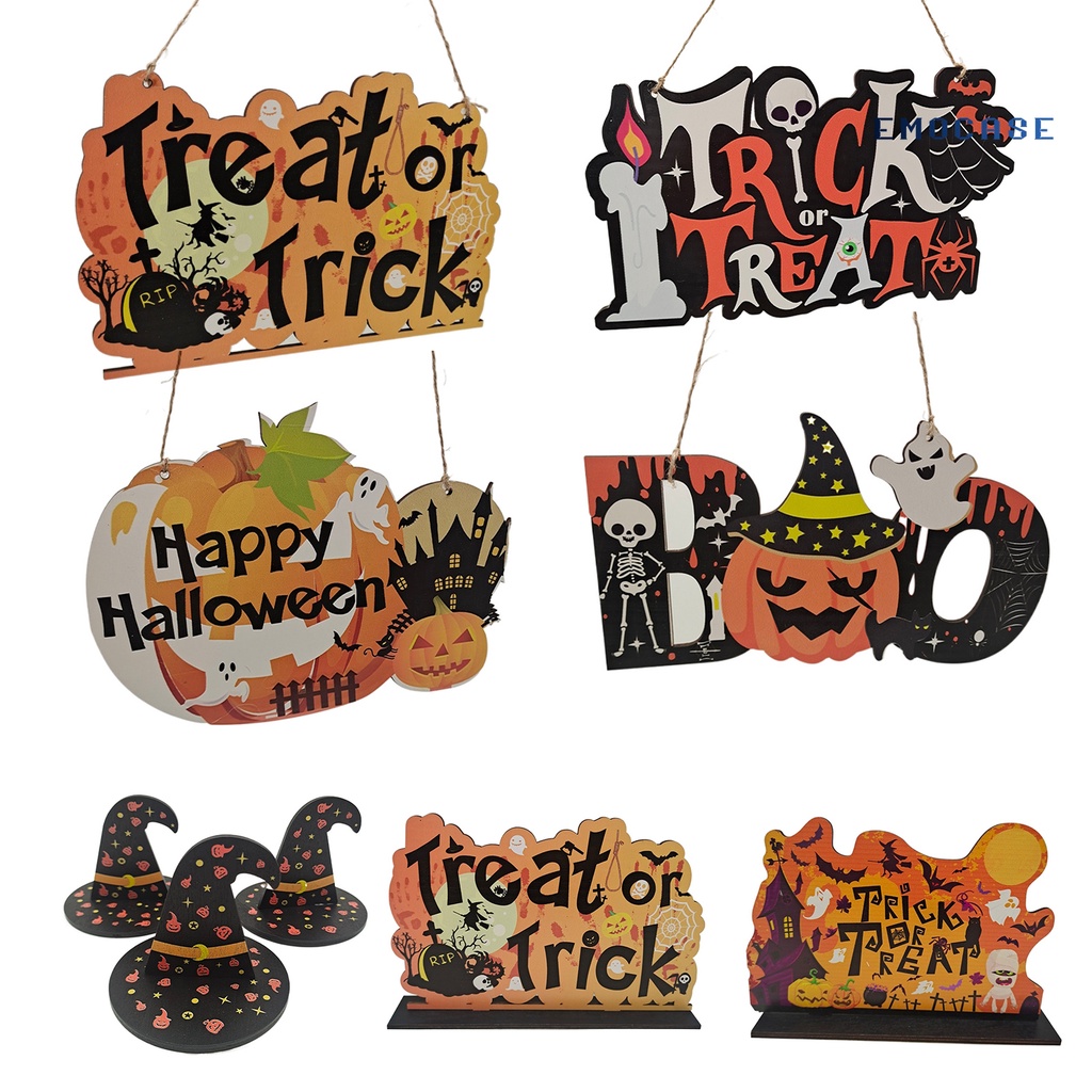 Ny-door Mặt Dây Chuyền Chủ Đề Halloween Bằng Gỗ Đáng Yêu Tinh Tế Trang Trí Tường