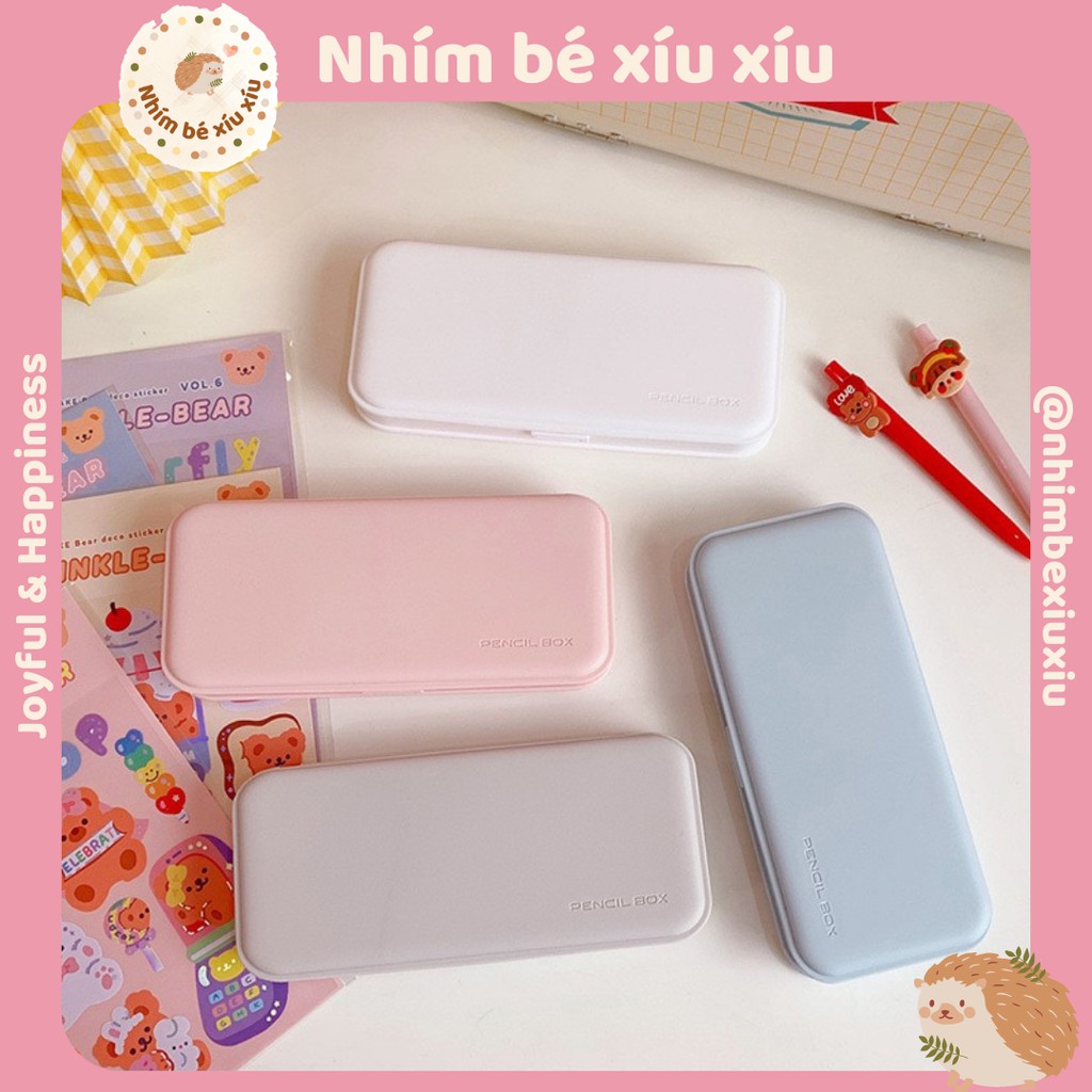 [KÈM STICKER] Hộp bút nhựa trơn màu pastel phong cách Hàn Quốc VT132