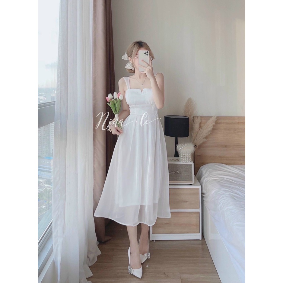 Đầm váy nữ voan hai dây mềm mịn, nhẹ nhàng dành cho các nàng bánh bèo đi chơi, dự tiệc siêu xinh