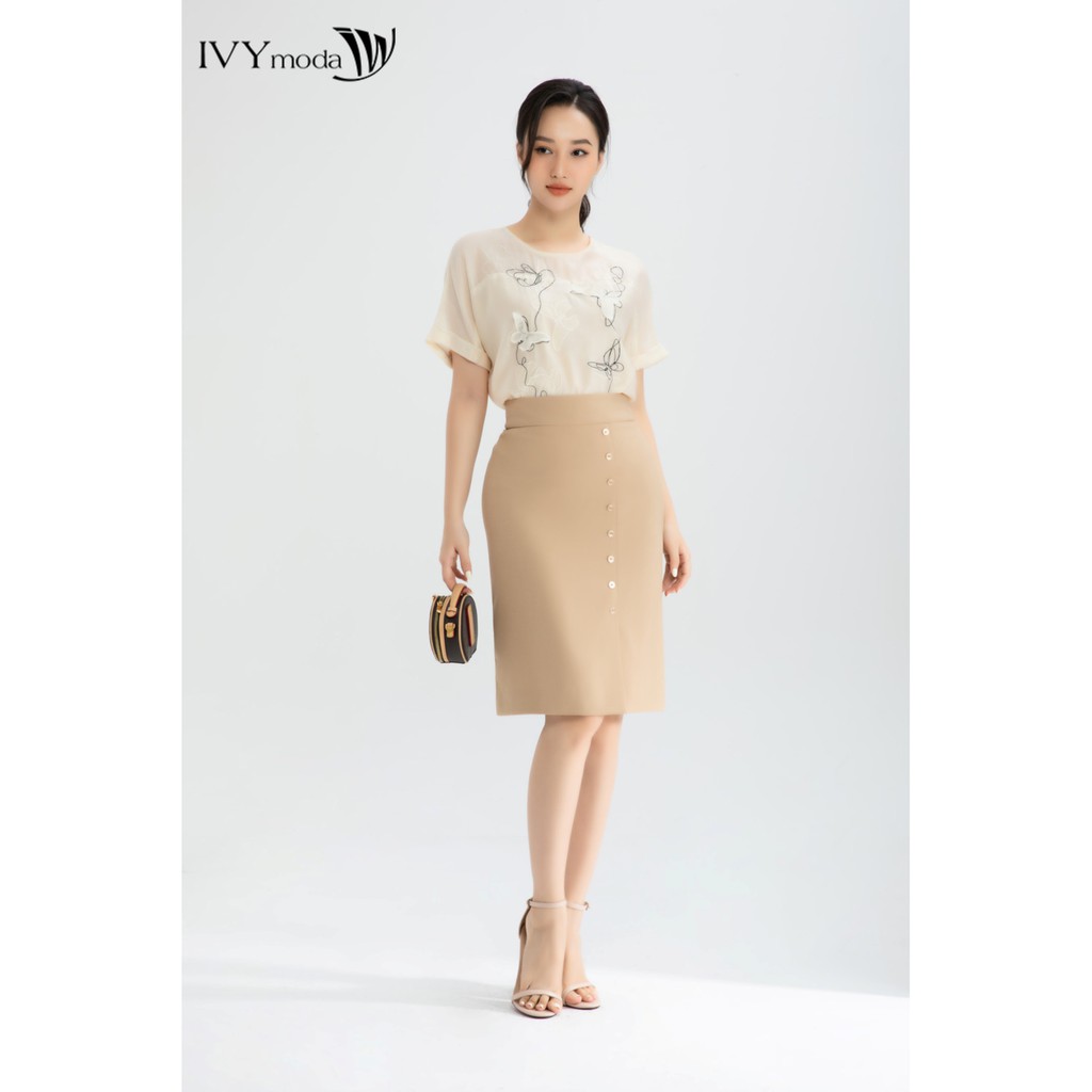 [NHẬP WABRTL5 GIẢM 10% TỐI ĐA 50K ĐH 250K ]Áo hoa nổi vải sợi Tencel IVY moda MS 16M6358