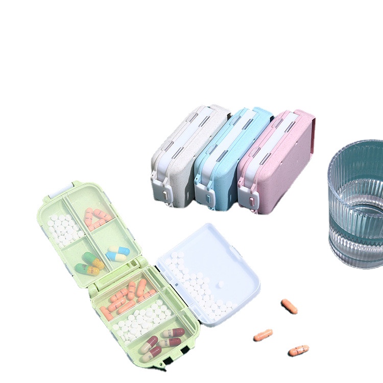 Hộp Đựng Thuốc Cỡ Nhỏ Ba Tầng Bằng Rơm Lúa Mì Đóng Kín Mang Đi Tiện Dụng