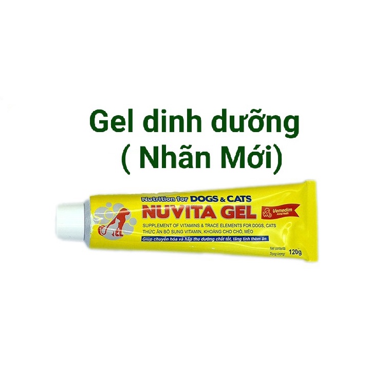 Gel dinh dưỡng cho Chó Mèo Thú Cưng NUVITA GEL Tuýp 120g Giúp Bổ sung Dinh dưỡng Vitamin Tăng tính thèm ăn Sx tại VN