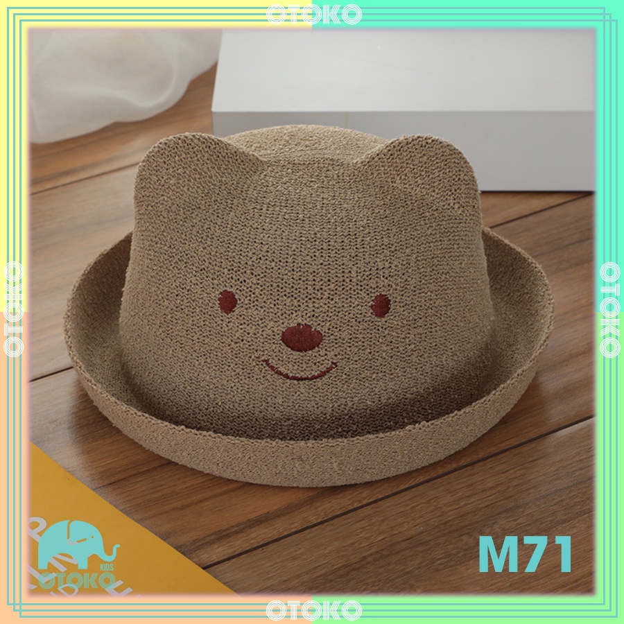 Mũ cói hình gấu cho bé trai 0-3 tuổi