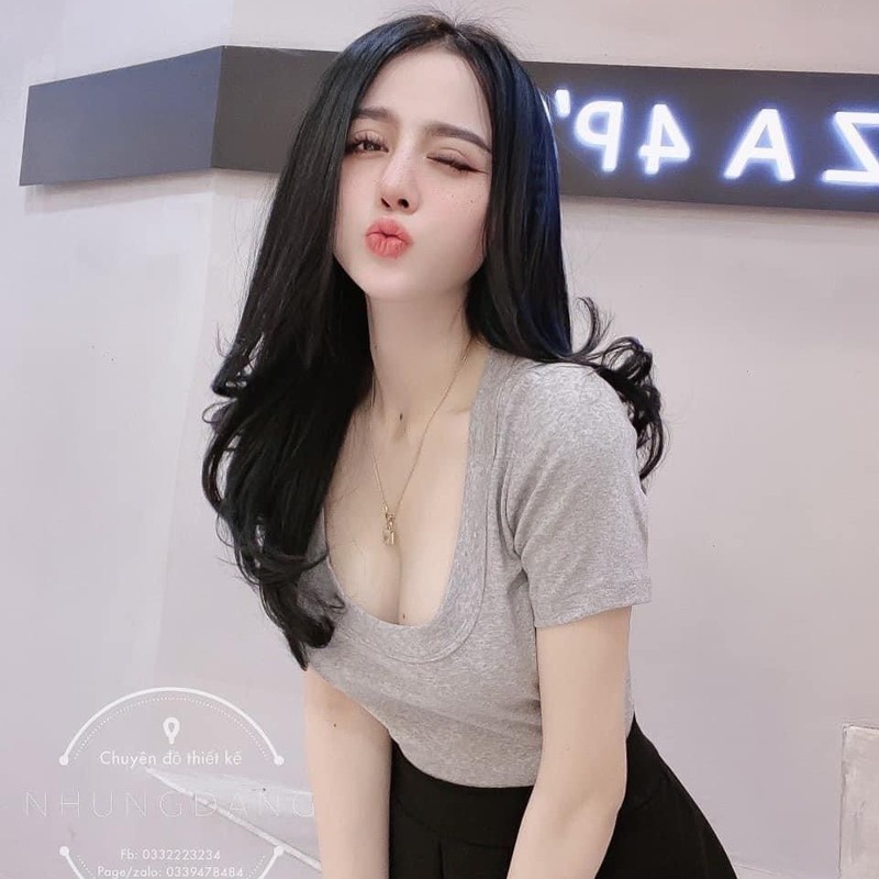 [Hàng cao cấp] Áo thun nữ cổ vuông chữ U sexy dáng ôm tay ngắn - MYAN Store CD039