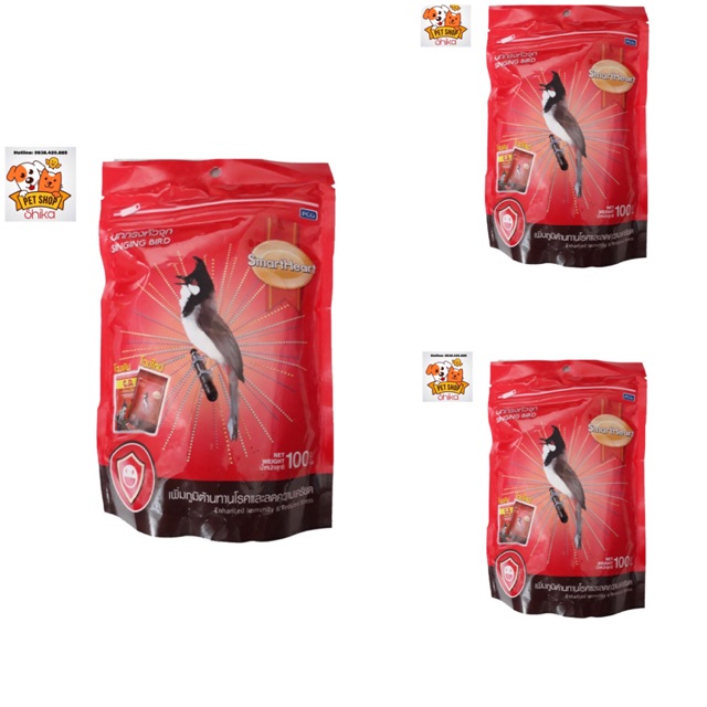 COMBO 3 GÓI SmartHeart Cám Chào Mào Thái (Đỏ) 100g - Thức Ăn Chim Cao Cấp