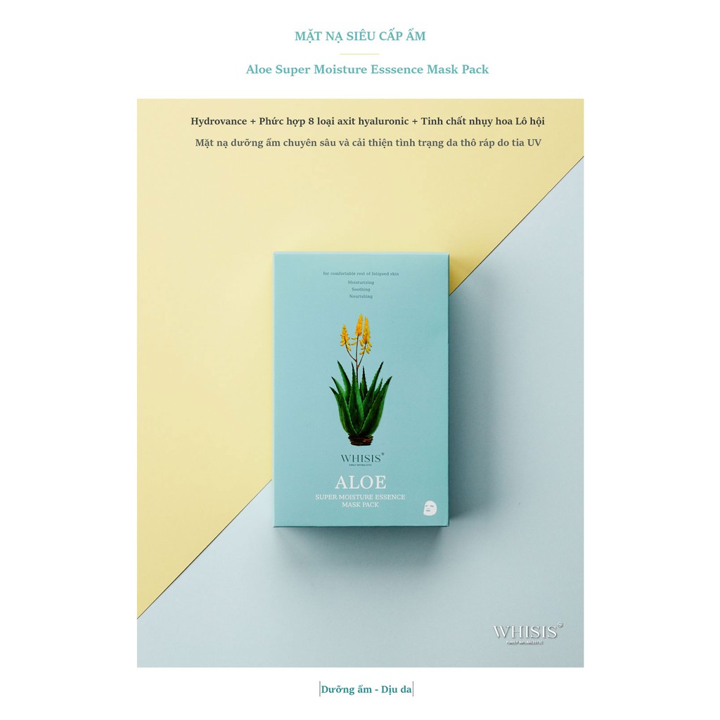 Mặt Nạ Cao Cấp Tinh Chất Nhụy Hoa Lô Hội WHISIS Aloe Super Moisture Esssence Mask Pack Dưỡng Ẩm Cho Da Khô 25ml