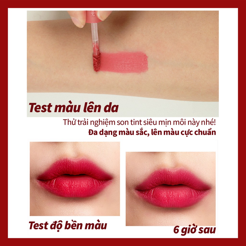 OnePick) Son kem siêu mịn, lên màu chuẩn, nhẹ môi, lâu trôi, màu sắc quyến rũ [ShionLe PAPARAZZI VELVET TINT 4.5g 6 màu] | BigBuy360 - bigbuy360.vn
