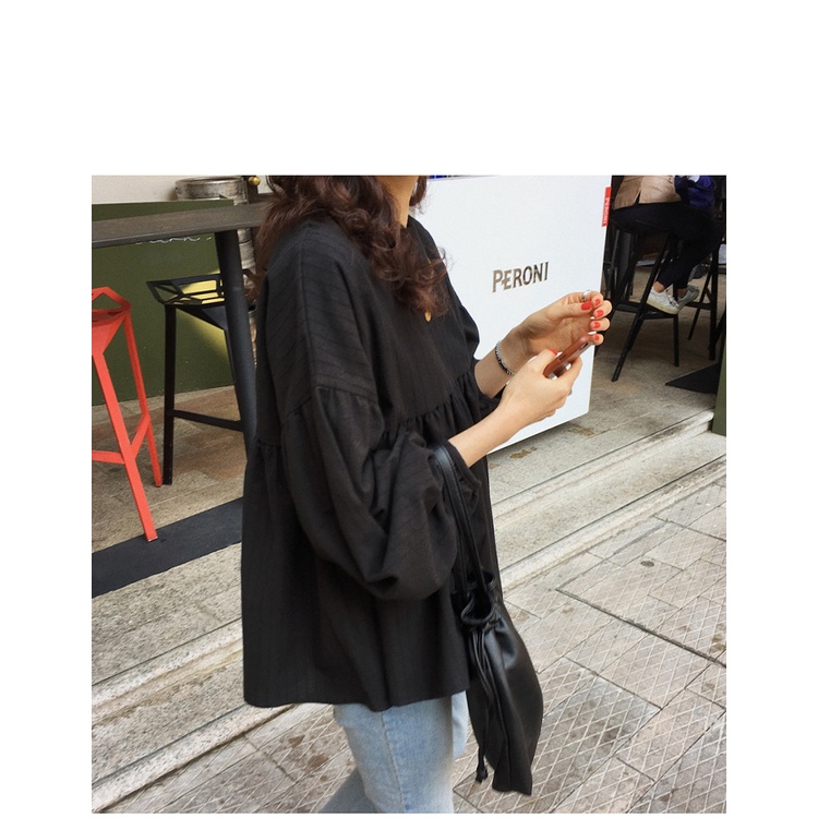 Áo Sơ Mi Tay Dài Phồng Dáng Rộng Phong Cách Hàn Quốc Ngọt Ngào Cho Nữ