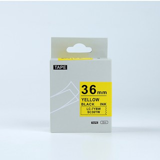 Nhãn in chữ đen nền vàng SC36YW / LC-7YBN (36mm) tương thích máy in nhãn Epson / KingJim Tepra (Yellow)