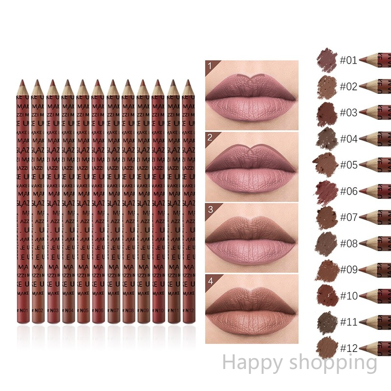 (Hàng Mới Về) Set 12 Chì Kẻ Viền Môi Lâu Trôi Màu Sắc Thời Trang | BigBuy360 - bigbuy360.vn