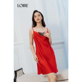 Váy Ngủ Lụa Hai Dây Cổ Đổ Loirechic LSL11