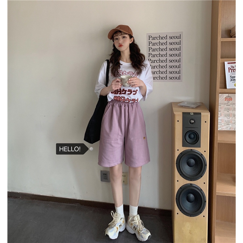 Quần short thể thao XIAOZHAINV lưng cao ống rộng thời trang mùa hè dành cho nữ