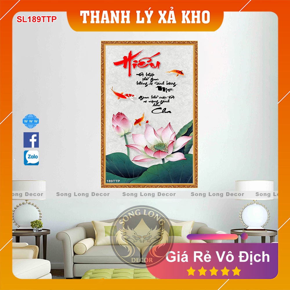 Tranh Dán Tường Chữ Nhẫn- SL189TTP- Tranh 3d Thư Pháp - Song Long Decor