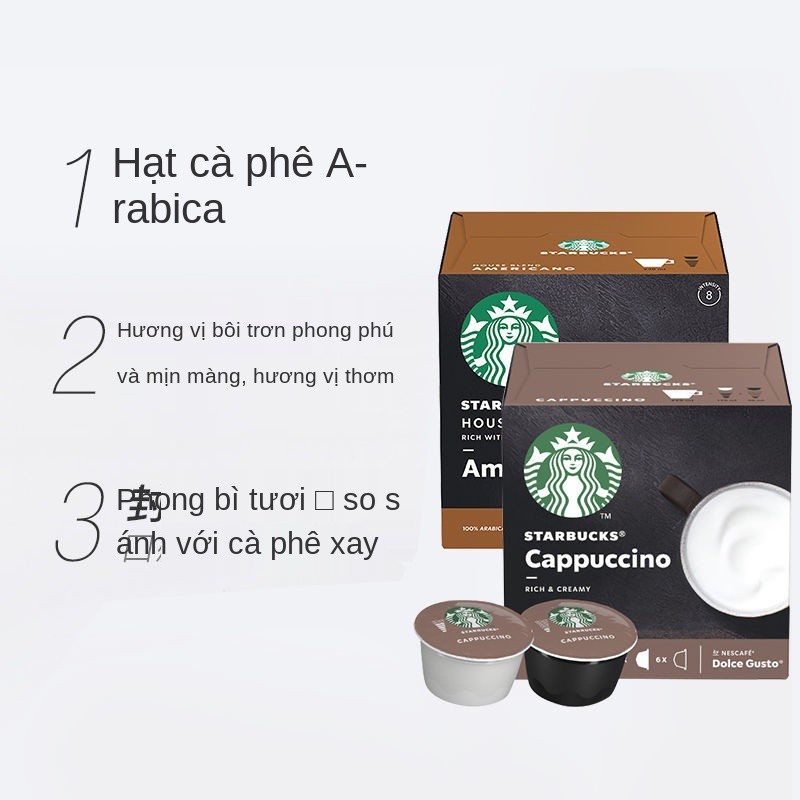 ❈™Cà phê Starbucks nhập khẩu Trang chủ Thưởng thức Latte Caramel Macchiato Cappuccino Capsule Coffee 12 viên