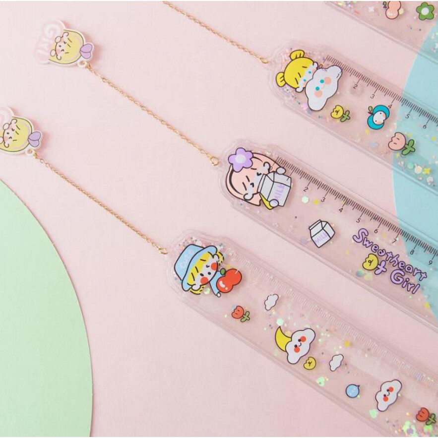 Thước Kẻ Cute 💖 Thước Dẻo Thước Nước Kết Hợp Bookmark Sáng Tạo Xinh Xắn Miss Book - Girls Phụ Kiện Bullet Journal