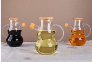 Bình thủy tinh nắp gỗ bầu 400ml