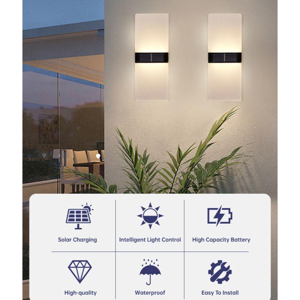 GOGOUP Set 2 Đèn Gắn Tường Trang Trí Sân Vườn Sử Dụng Năng Lượng Mặt Trời