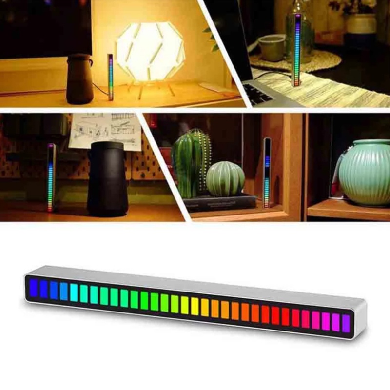 Dải Đèn Led zzz RGB 32 Màu Sắc Điều Khiển Âm Thanh 32 Màu Bạc / Đen