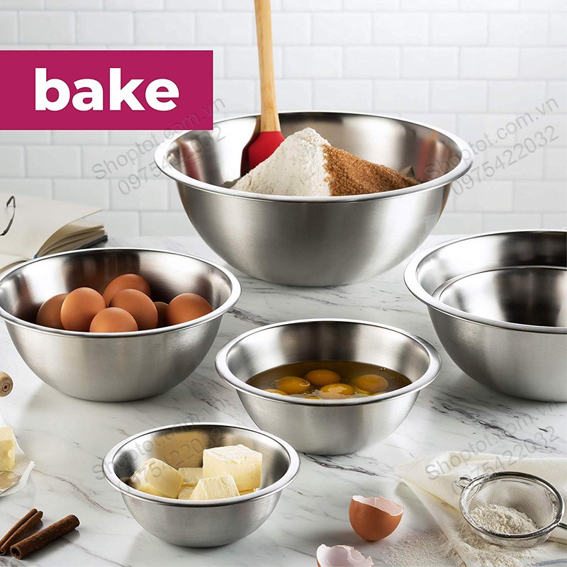 BÁT-TÔ BẰNG INOX 304 TRỘN BỘT LÀM BÁNH, ĐỂ ĐỒ ĂN ĐA NĂNG nhiều LOẠI