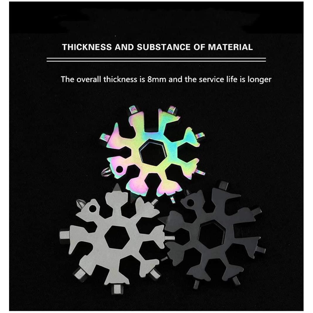 Cờ lê 18 trong 1 kiểu hoa tuyết bằng thép không gỉ nhỏ gọn đa năng