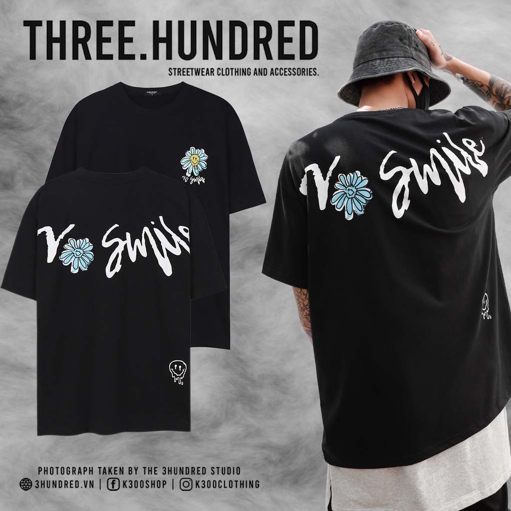 Áo Thun No Smile Màu Đen Chất Liệu Cotton Thoáng Mát Form Rộng Unisex Nam Nữ