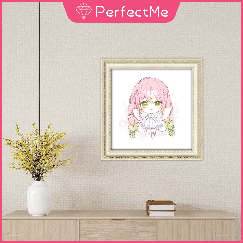 Bộ tranh đính đá 5D họa tiết hoạt hình cô gái dễ thương độc đáo kích thước 30x30 DIY