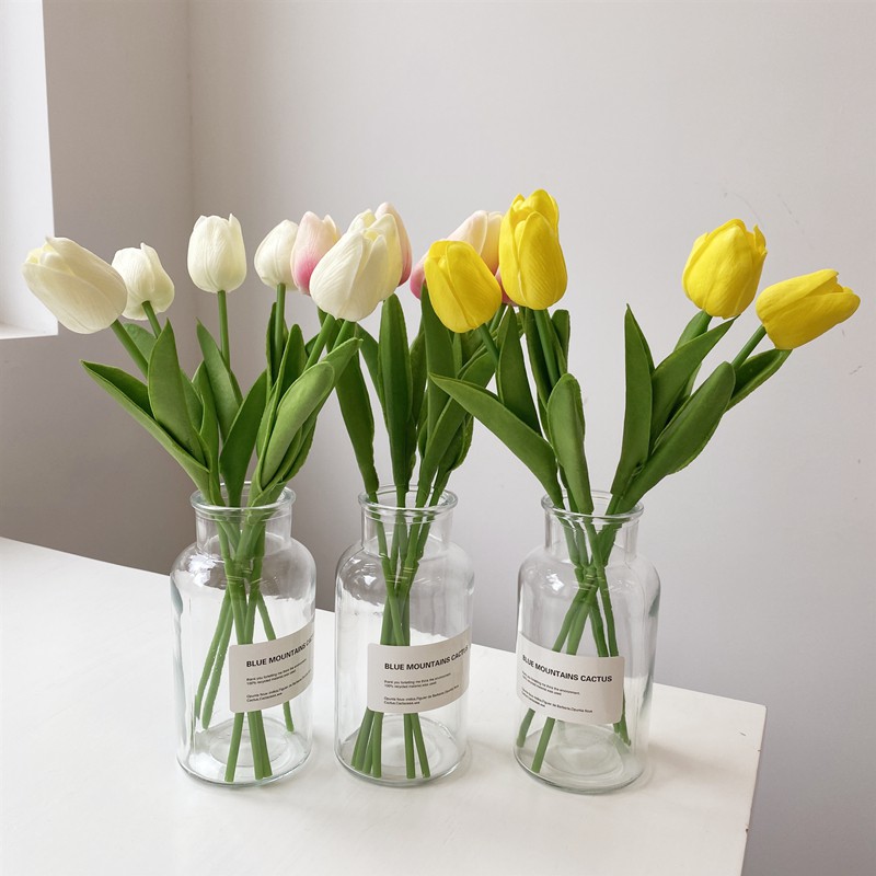 Ins 1 cành hoa tulip phụ kiện decor trang trí chụp ảnh