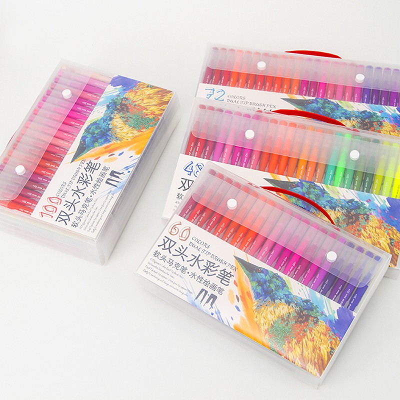 【FS】48 Color Twin Marker Journal Pens Double Tip Head Watercolor Pen #8