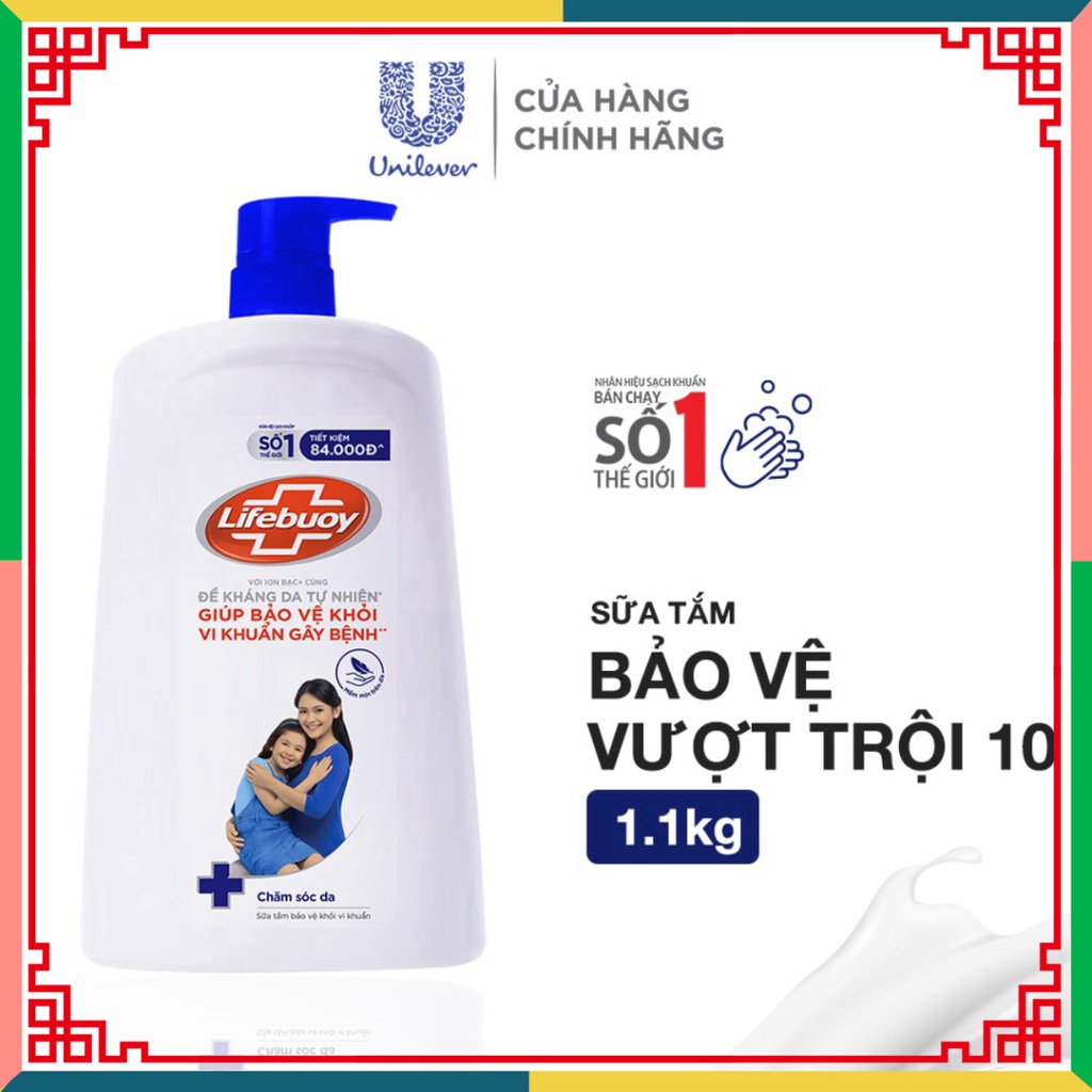 Sữa tắm Lifebuoy 1100g giúp chở che khỏi 99.9% vi sinh vật và phòng ngừa vi sinh vật lan truyền trên da tốt nhất ( Đại l
