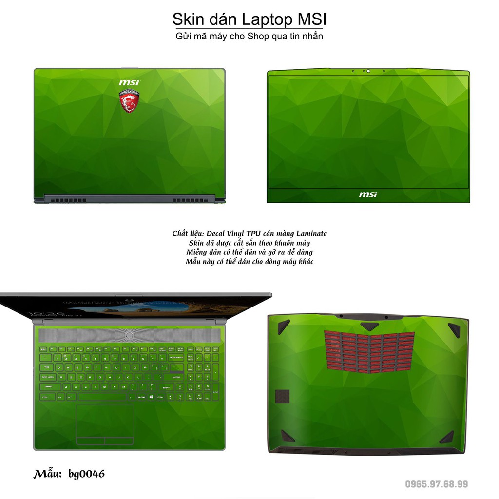 Skin dán Laptop MSI in hình Vân kim cương nhiều mẫu 2 (inbox mã máy cho Shop)