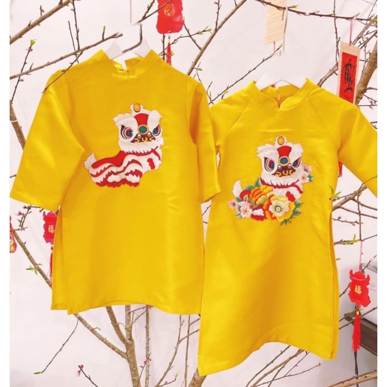 ÁO DÀI TẾT CHO BÉ TRAI HOẠ TIẾT KỲ LÂN XỊN XÒ LẮM LUÔN SIZE 1-10y