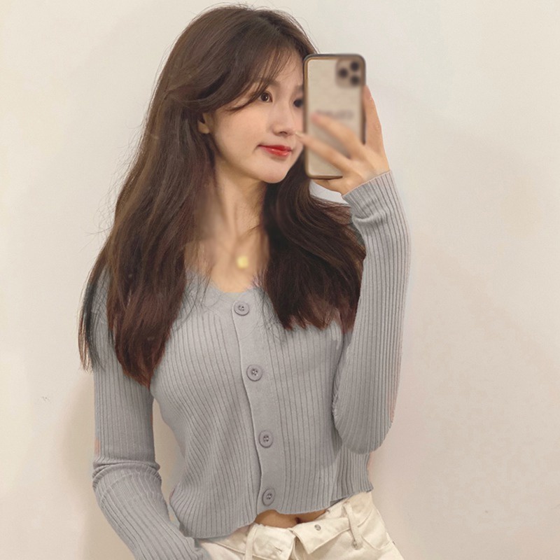 Áo Khoác Len Cardigan Tay Dài Cổ Chữ V Dáng Rộng Dễ Phối Đồ | BigBuy360 - bigbuy360.vn