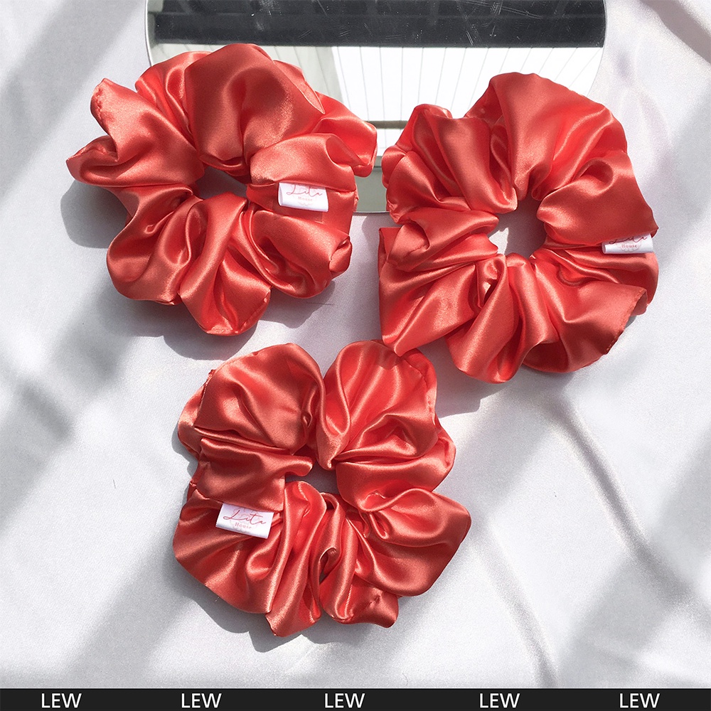 LEW - Dây chun buộc tóc Satin Scrunchies Handmade I CORAL ORANGE