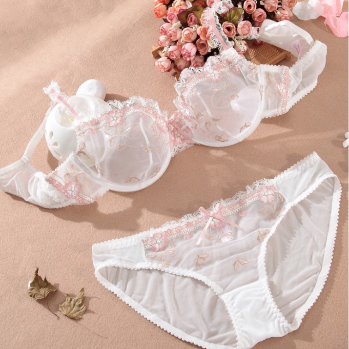 Bộ Đồ Lót Ren Không Mút Đệm Size Lớn 32abc-42cd