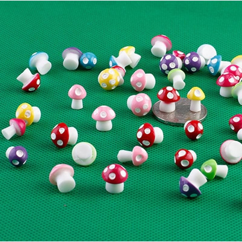 Set 10 mô hình cây nấm mini trang trí sân vườn