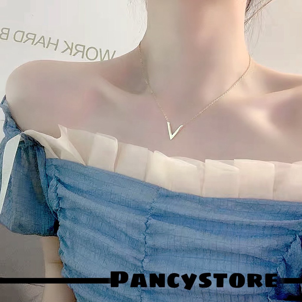 dây chuyền vòng cổ titan mặt chữ V không gỉ