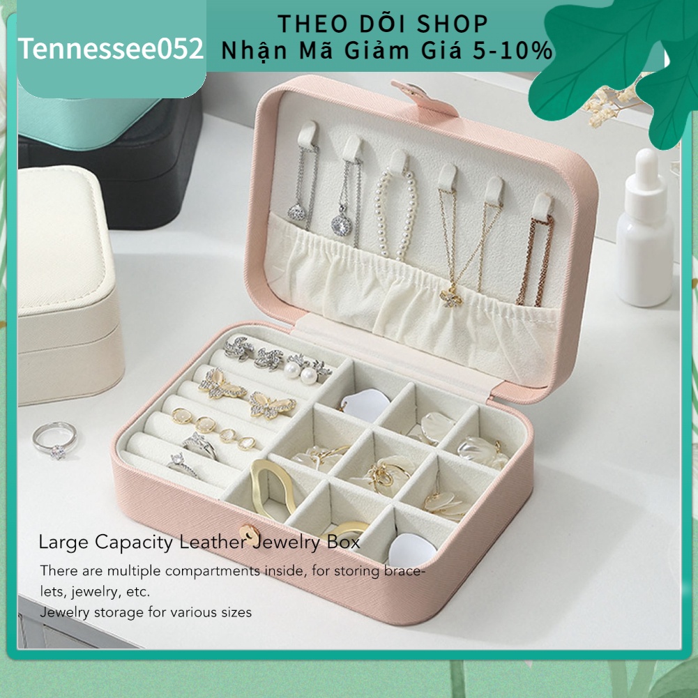 Hộp đựng trang sức đa năng chất liệu da pu màu hồng kèm khóa có thể điều chỉnh tiện lợi