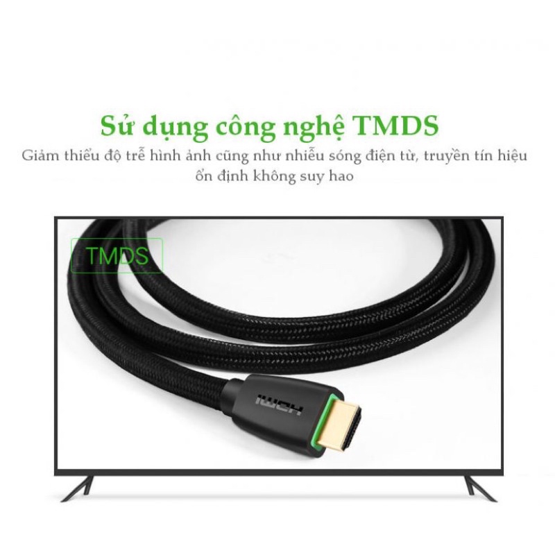 Cáp HDMI 2.0 bọc lưới dài 10M hỗ trợ 3D 4K Ugreen 40414
