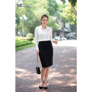 Áo Sơ Mi Trắng Nữ Công Sở Đẹp Mc Fashion Tay Cộc Dài Đủ Size Chất Silk Lụa Mịn Mát Không Nhăn Co Giãn Nhẹ A0074