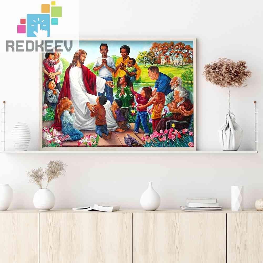 Bộ Tranh Đính Đá Tròn Toàn Diện Họa Tiết Chúa Jesus Độc Đáo DIY