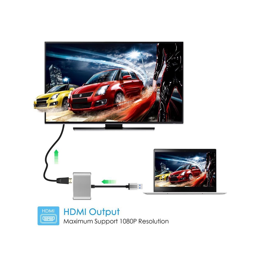 CÁP USB 3.0 -&gt; HDMI + VGA HT-002