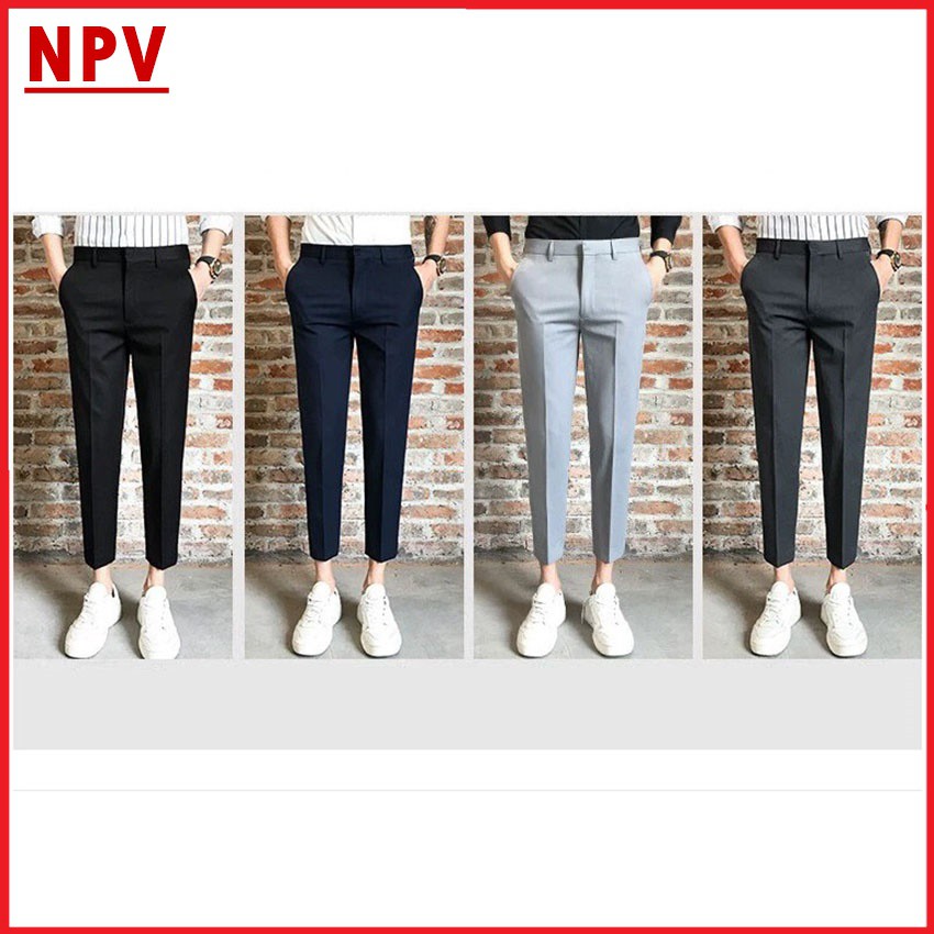 Quần âu nam hàn quốc ống côn NPV vải lụa co giãn,quần tây nam không nhăn, không xù, trẻ trung | BigBuy360 - bigbuy360.vn