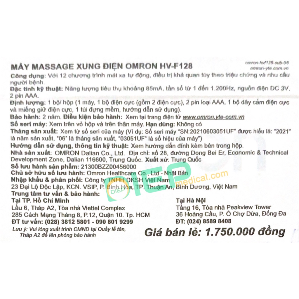 ✅ OMRON HV-F128 - Máy massage xung điện OMRON HV F128 hỗ trợ trị liệu, giảm đau, châm cứu, giảm cân (Chính hãng - Nhật)