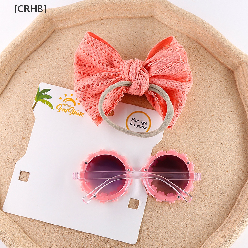 [CRHB] Set 2 Kính Râm Tròn Hình Hoa Với Băng Đô Nylon Co Giãn Phong Cách Bohemia Bán Chạy Cho Bé